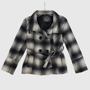 Chaqueta de chaquetón a cuadros Last Kiss Junior’s L (se adapta a mujeres pequeñas) – Cinturón gris negro - Imagen 1 de 9