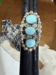 925, Sterling Silver Native Turquoise Stone Ring Size 8 1/4 - Picture 1 of 7