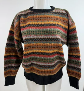 Vintage Caroline Charles London 100% Fair Isle Wool Crew Neck Sweater SZ M - Picture 1 of 4