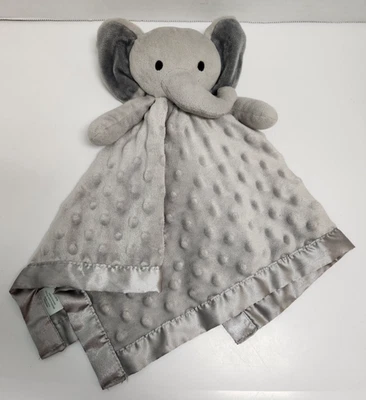 Manta de seguridad Lovey gris elefante Minky con borde satinado y espalda Pro Goleem Foto 1 de 4