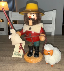 Christian Ulbricht Smoker Shepherd Sheep Lamb Staff Wooden GERMANY W/TAG 10" TAL - Picture 1 of 5