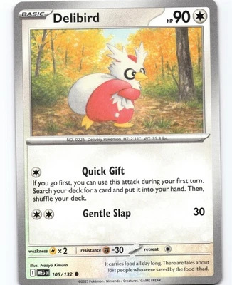 Delibird - Common ME01: Mega Evolution 105/132 NM Pokemon - Image 1 of 2