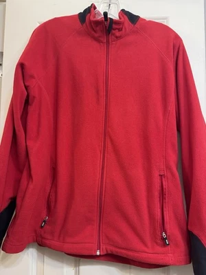 Lands' End THERMACHECK Women’s Full Zip Fleece Jacket-Sz Large 14-16 Red - Image 1 of 4