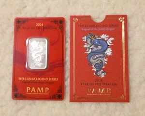 PAMP Lunar Azure Dragon Silver Bar 2024 - 10g - Picture 1 of 6