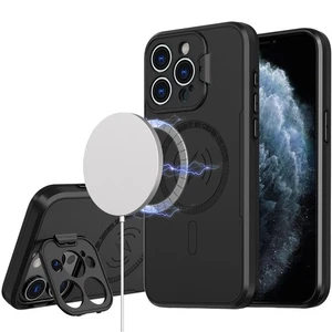 For iPhone 11 Pro Max Case Magnetic Circle Rear Lens Cover Stand +Tempered Glass - Picture 1 of 3