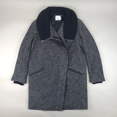 Vince Asymmetrical Coat Womens Small Gray Wool Lamb Leather - Image 1 of 4