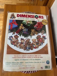 Dimensions Christmas Bears Tree Skirt Counted Cross Stitch Kit - Picture 1 of 1