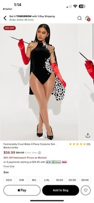 Disfraz Cruella Deville Halloween 2-3XL Incluye Peluca y 2 Faldas Guantes Negros Foto 1 de 4