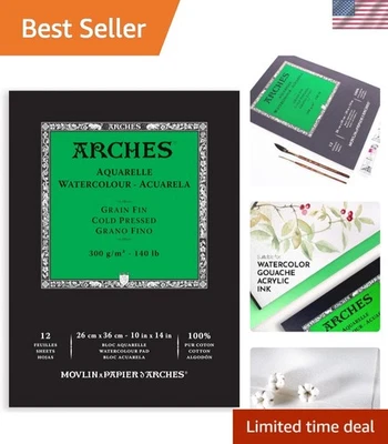 Watercolor Pad 10x14 Inch 12 Sheets Cold Press Paper for Artists - Image 1 of 4