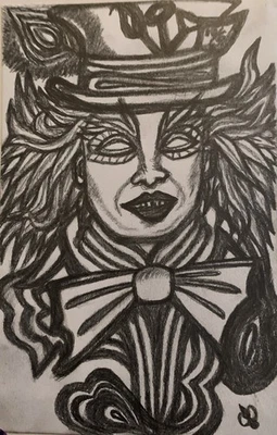 Sombrereros Be Mad. Dibujo al carbón A Dear Friend Of Alice's Dentro de un agujero de conejo Foto 1 de 2