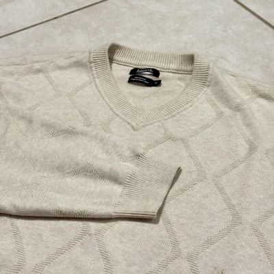 Ashworth свитер мужской очень большой бежевый v-образным вырезом хлопок гольф Argyle текстурированный трикотаж - Изображение 1 из 4