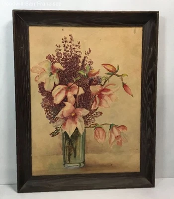 Mid 20th Century Watercolor Painting Modernist Still Life Floral Unsigned - Image 1 of 4