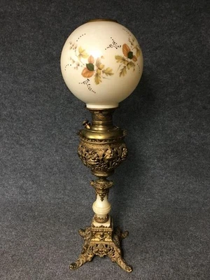 New Rochester Oil Kerosene Gone with the Wind Hurricane Brass & Marble Lamp - Image 1 of 4