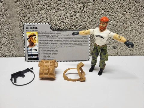 Vintage GI Joe 1987 Outback Survivalist 100% Complete w/ File Card Cover