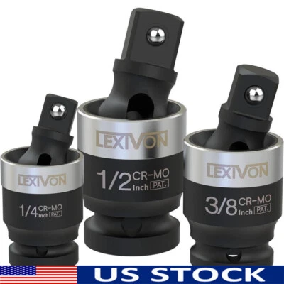 Impact Universal Joint Swivel Socket Set 3/8" 1/4" Full Grade Rust Protection US - Image 1 of 4