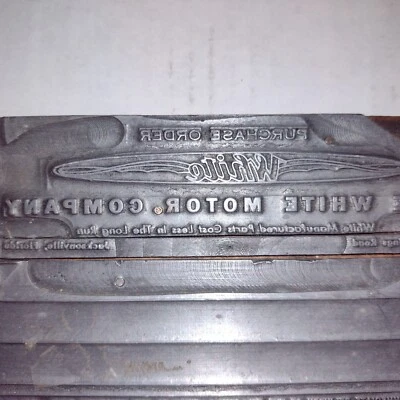 The White Motor Company Vintage Printing Letterpress Printers Block Huge 9 inch - Image 1 of 4