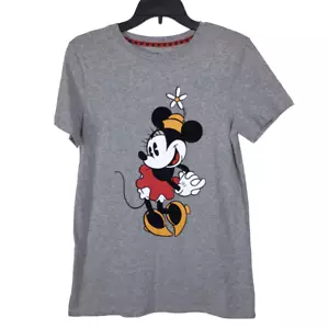 Disney Shirt Womens Large Gray Minnie Mouse Graphic Crew Neck Tee - Picture 1 of 8