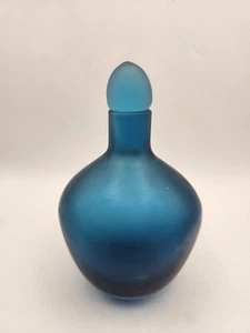 Rare Murano Glass Venini Velati Series Blue Bottle with Stopper 1994 Signed - Picture 1 of 20