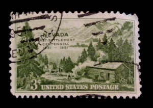 US Postage Stamp Scott 999 Nevada First Settlement 3 Cent OG Hinged Cancel - Picture 1 of 3