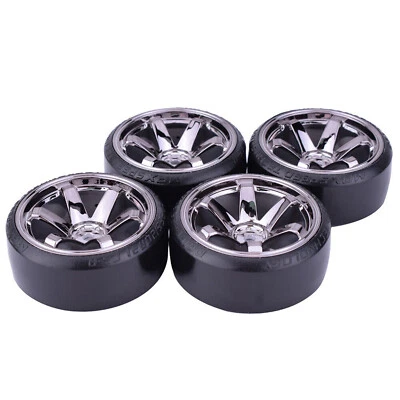 4PCS Tyre Drift Tires Wheels 12mm Hex for HPI HSP 1:10 RC On Road Racing Car - Image 1 of 4