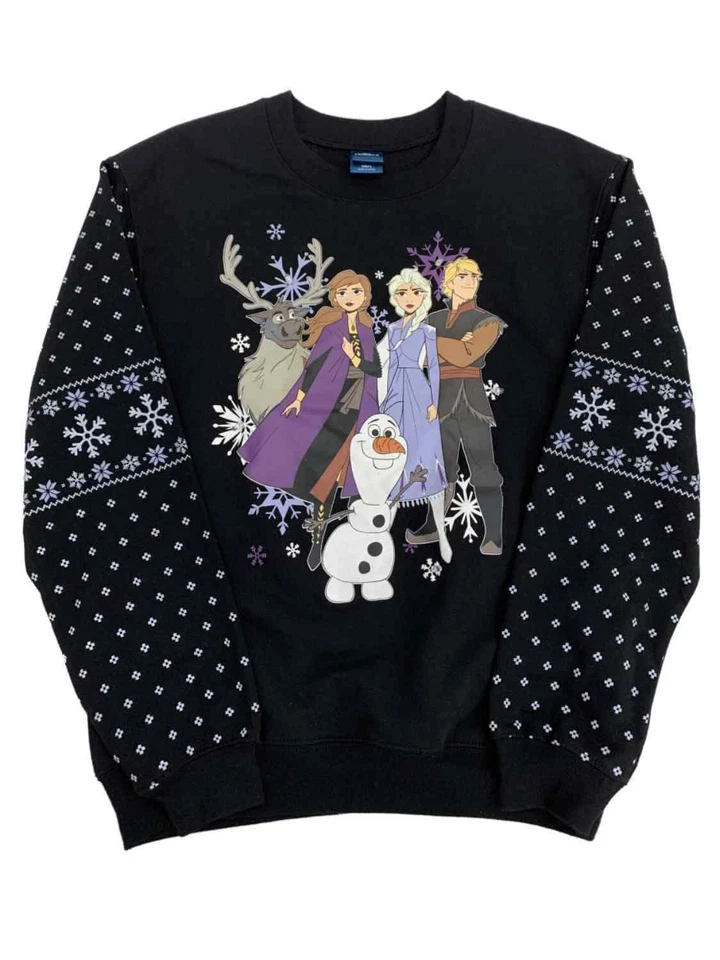 Disney Frozen 2 Black Light up Sweatshirt Elsa Anna Olaf Kristoff Sven XL 15 17