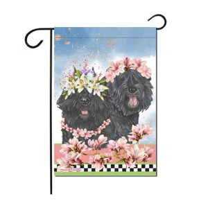 Bouvier des Flandres Floral Garden Flag Double Sided 12 x 17 in. - Picture 1 of 1