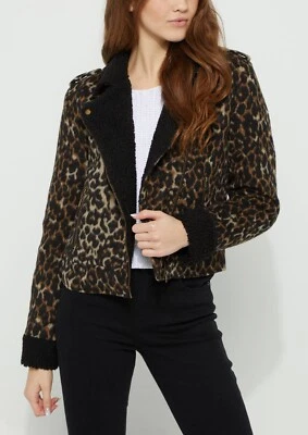 Chaqueta Rue 21 Sherpa Leopardo Moto Chaqueta Prendas de abrigo Talla S Minorista $34.99 Nueva con etiquetas Foto 1 de 2