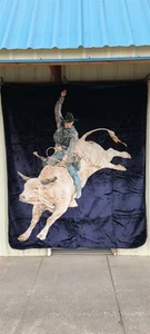 BULL RIDER COWBOY RODEO OUTDOOR QUEEN BLANKET - Picture 1 of 3