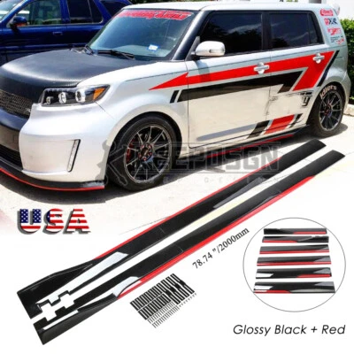 For Scion xB Glossy Red Side Skirts Splitter Extension Body Kit Rocker Panel JDM - Image 1 of 4