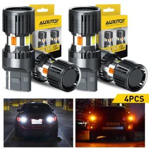 4x 7443 7440 7444 LED Turn Signal Switchback White/Amber DRL Parking Light Bulbs - Imagen 1 de 12
