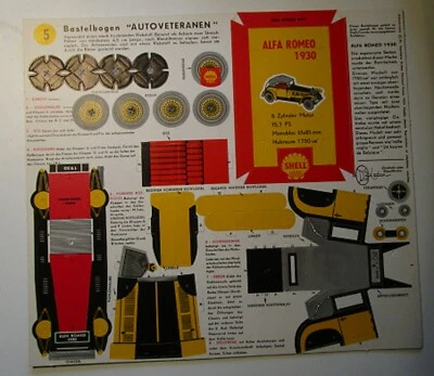 Giveaway Firma SHELL Bastelbogen Nr. 5  AUTOVETERANEN 1959 Zustand 1 - Bild 1 von 2