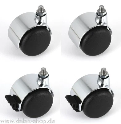 Satz Möbelrolle 50 mm für USM Haller Rolle Weichbodenrolle Chrom mit ohne Bremse - Bild 1 von 3