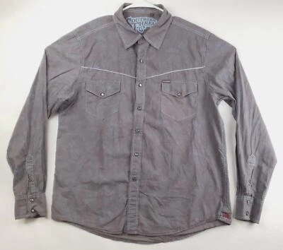Southern Thread Western Pearl Snap Shirt Men Large Gray Floral Country Button-Up - Image 1 of 4