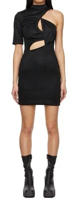 NUEVO CON ETIQUETAS STELLA MCCARTNEY Mini Vestido Negro Metálico Malisa Un Hombro Asimétrico 34 Foto 1 de 4