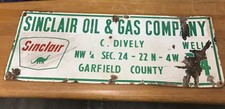 New ListingSinclair Oil & Gas Co Original Porcelain Oil Gas Well Lease Oil Compny Sign