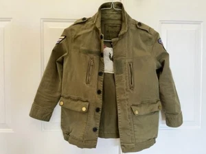 NWOT Zadig Voltaire Military "ART IS TRUTH" Jacket Kids Sz 10-138 Olive Khaki - Picture 1 of 8