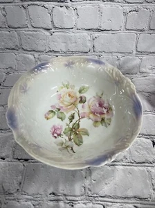 Lusterware Bavarian China Bowl pink and yellow Roses Vintage - Picture 1 of 9