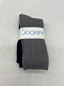Jockey Gray, Navy, Black Cable & Flat Knit Socks Shoe Size 4-10 Sock Size 9-11 - Picture 1 of 3