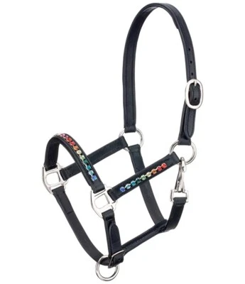 Halter acolchado de cuero cristal multicolor para caballo, todas las tallas disponibles. Foto 1 de 3
