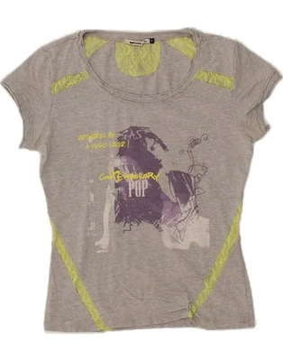 Camiseta Top GAS Mujer Gráfico Reino Unido 12 Gris Medio Algodón BH07 Foto 1 de 3