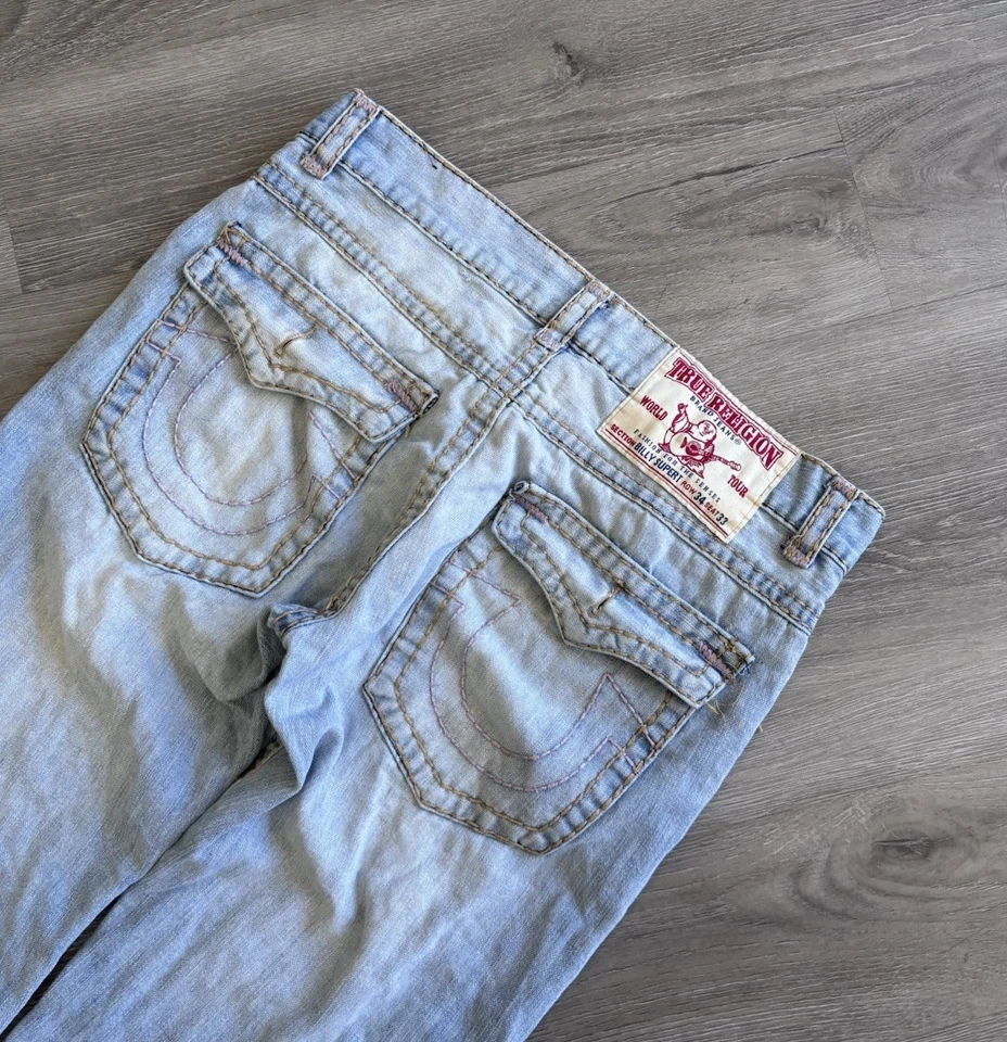 Pantalones de mezclilla vintage años 90 Y2K True Religion marca Billy Super T lavado claro 34x33 Foto 1 de 4