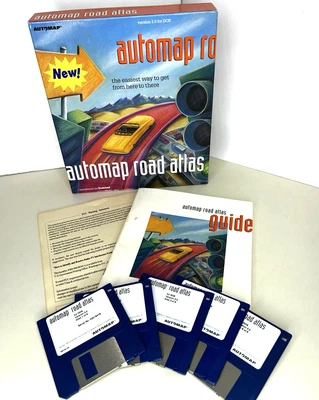 Vintage Automap Road Atlas V3.0 for DOS 3.5" Disk Big Box - Image 1 of 4