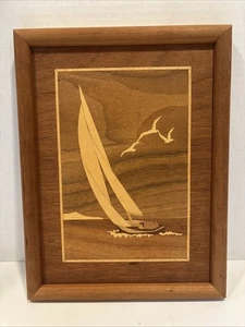 Hudson River Intarsien Segelboot Jeff Nelson Original Holzkunst - Bild 1 von 8