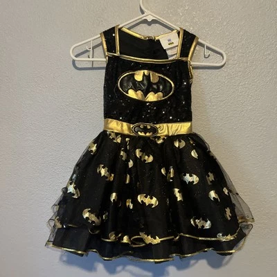 Rubies Batgirl Tutu Dress Girls Small 4-6 Black Gold Glitter DC Comics Superhero - Image 1 of 4