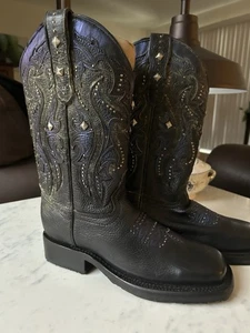 Cuadra Black Boots Western Cowboy Goodyear Welt Studs Size Mex 27.5 Us 8.5 - Picture 1 of 16
