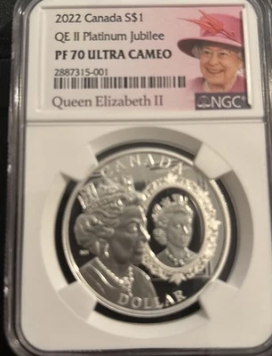 2022 Canada S$1 QE II Platinum Jubilee PF 70 ULTRA CAMEO - Image 1 of 2