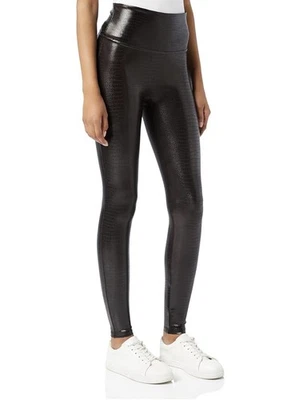 SPANX Women's Faux Leather Croc Leggings Black Size Medium - Image 1 of 4