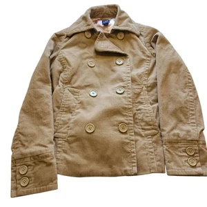 Vtg GAP Jacketl Tan Corduroy Double Breasted Button Satin Lined Womens Small - Picture 1 of 8