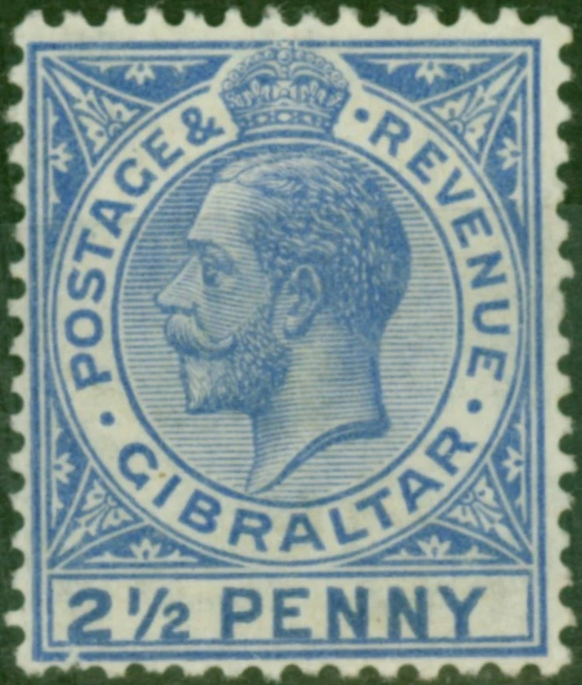 Gibraltar 1917 2 1/2d Pale Ultramarine SG79b Fine MM - Image 1 of 1