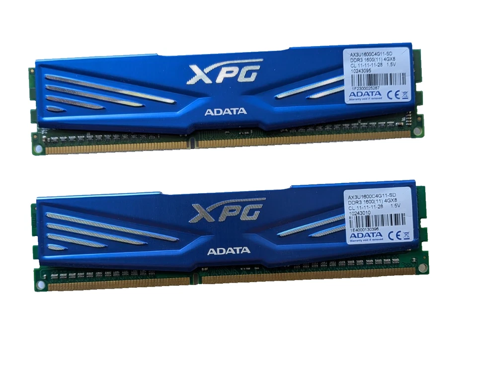 ADATA XPG DDR3 1600MHz 8GB (2)( 4gb) RAM – Gently Used, Excellent Condition - Image 1 of 2